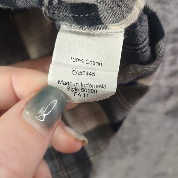 J‎ Crew Womens Plaid Popover Tunic Shirt XS Black Beige Cotton Style 50280 Fall - Picture 8 of 9